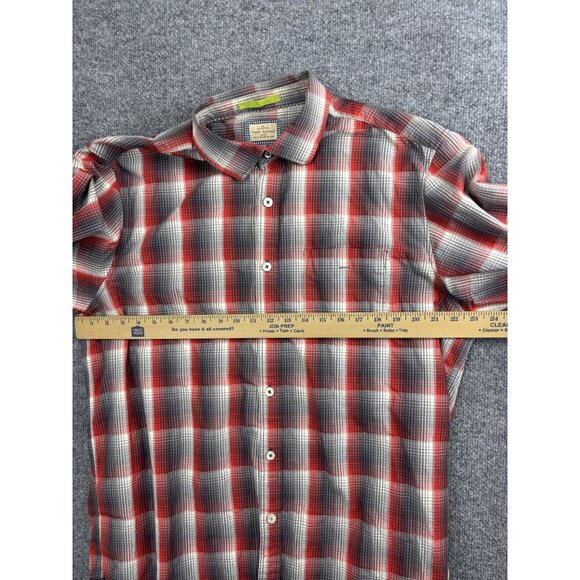 Tommy Bahama Shirt Mens Extra Large Red Gray Plaid Button Front Long Sleeve - Picture 5 of 6